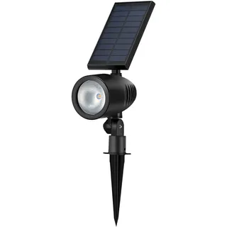 Bold Sulu LED Solarlampen Für Außen Garten (3000K warmweiß, 50 lm, Mit Erdspieß oder Wandmontage, IP44 Spritzschutz, Verstellbares Panel, Als Gartendeko oder Balkon Deko)