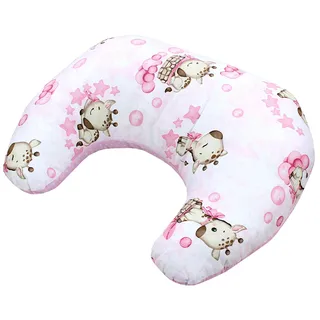 TupTam Baby Stillkissen Klein mit Baumwoll-Bezug, Farbe: Giraffe/Punkte/Rosa