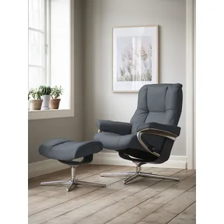 Stressless® Relaxsessel »Mayfair« Set, Relaxsessel mit Hocker, mit Hocker, mit Cross Base, Größe S, M & L, Holzakzent Schwarz blau