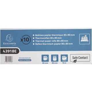 Exacompta 43918E 30x Thermorolle 52g 80x80mm, für Kassenbons, Safe Contact - Weiß