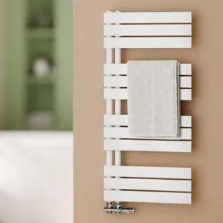 S'AFIELINA 1041x500mm Design Badheizkörper Handtuchheizkörper Flach Paneel Seitenanschlusss Heizkörper für Bad Handtuchtrockner Weiß 529 Watt - Weiß