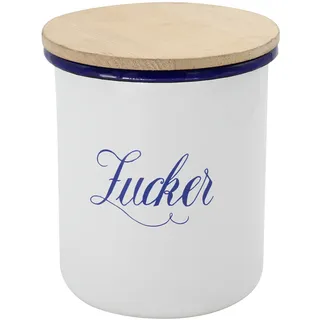 Krüger Zuckerdose »Husum« weiß, H:15,5cm, Lebensmittelaufbewahrungsbehälter, Zuckerdose, mit Holzdeckel,