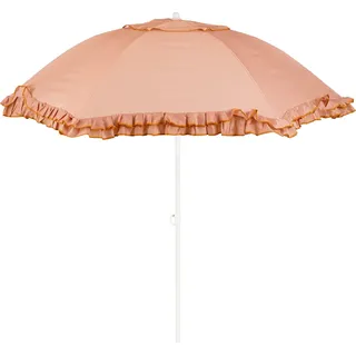 Mica Decorations Neigbarer Sonnenschirm mit Rüschen - Stockschirm 238 x Ø195 cm - Garten oder Balkon Sonnenschutz - Polyester, Stahl - Pfirsich - Orange