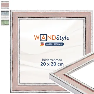 WANDStyle Bilderrahmen 20x20 Rosa, Vintage Bilderrahmen Holz, hochwertiger Holzbilderrahmen, Posterrahmen zum Aufhängen, Rahmen 20x20 cm, Fotorahmen H460 - Made in Germany