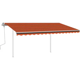 vidaXL Markise Manuell Einziehbar mit LED 4x3 m Orange Braun - Braun