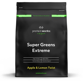 Protein Works Super Greens Extreme , 150+ Gesundheitliche Vorteile , 41 Aktive Inhaltsstoffe , Vegan & Glutenfrei , 41 Portionen , Apfel & Zitrone , 500g