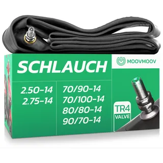 MoovMoov Schlauch für Reifen 70/90-14, 70/100-14, 80/80-14, 90/70-14, 2.50-14 und 2.75-14 - Roller, Pit Bike, Mini Cross, Mofa, Dirt Bike - 14 Zoll