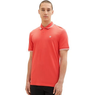 TOM TAILOR Denim Herren 1036386 Basic Poloshirt mit Logo-Stickerei, 11042-Plain Red, S