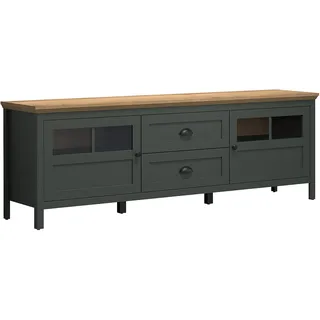 trendteam Stanton TV-Lowboard 184 x 64 x 45 cm Tannengrün/Evoke Eiche Glas/MDF/Spanplatte/Melamin/Holzwerkstoff