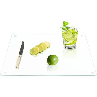 Yuzeyurun Schneidebrett Glas 50x40 cm – Großes Glasschneidebrett Transparent aus gehärtetem Sicherheitsglas – Rutschfest, Hitzebeständig & Kratzfest – Ideal als Herdabdeckplatte