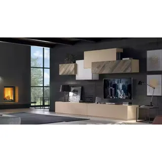 Wohnzimmer Komplett Set Lowboard RTV Schrank Wand Garnitur Luxus Neu JVmoebel - Beige