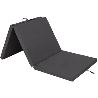 HobbyGarden Klappmatratze Ben – 195×80×8 cm, rot, faltbar, Gästebett & Gymnastikmatte, mit abnehmbarem Bezug, pflegeleicht & mobil GRAU - Grau
