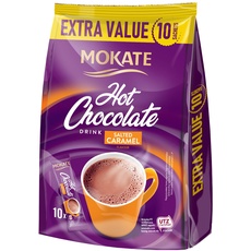 MOKATE® Hot Chocolate Trinkschokolade | 10 Säckchen 110g | Geschmack: Salzkaramell | Trinkschokolade lösliches Instant Getränkepulver Smooth & Creamy Kakao Pulver Getränke