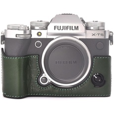 MUZIRI KINOKOO XT5 Tasche Kompatibel für Fuji XT5/X-T5 Digitalkamera mit Echtleder Half Case mit Handgriff mit Grün