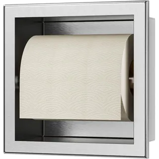 Bernkot Unterputz-Toilettenpapierhalter Edelstahl, WC Toilettenpapierhalter für das Badezimmer Halterung,17.3×17.3×8.7cm, Silber
