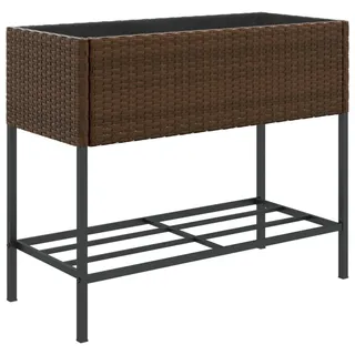 Pflanzkübel mit Ablage Braun Poly Rattan - Braun