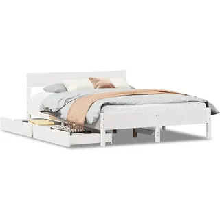 vidaXL Massivholzbett ohne Matratze Weiß 120x200 cm Kiefernholz - Weiß