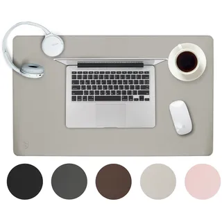 Sidorenko Schreibtischunterlage Mousepad 60x35cm - Büro Zubehör Desk Mat in Hellgrau aus PULeder, rutschfeste Schreibtischunterlage Kinder, Schreibtisch Deko, Schreibtisch Unterlage und Tischunterlage