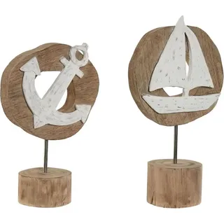 Deko-Figur Home ESPRIT Weiß natürlich Anker Schiff Mediterraner 19 x 10 x 38 cm (2 Stück)