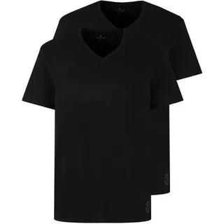 Tom Tailor Herren T-Shirt mit V-Ausschnitt im Doppelpack, 29999 - Black, L