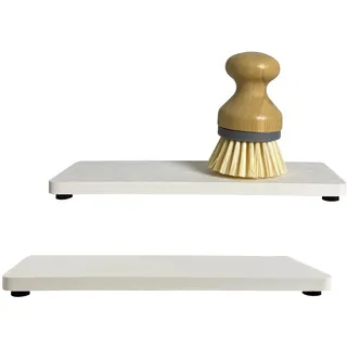NiuYichee Wasserabsorbierende Steinablagen für Spüle, schnell trocknende Kieselgur-Ablage, Seifenschale fürs Badezimmer, saugfähige Stein-Seifenablage, Spülmittelhalter, Weiß, 22 x 8 cm, 2er-Set