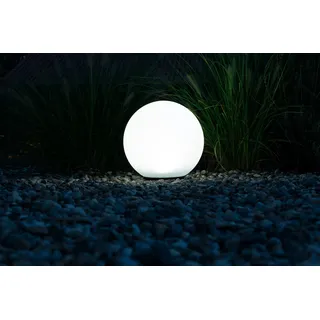 Heitronic Dekoleuchte Kunststoff Ø30 cm Akku Solar LED spritzwassergeschützt weiß
