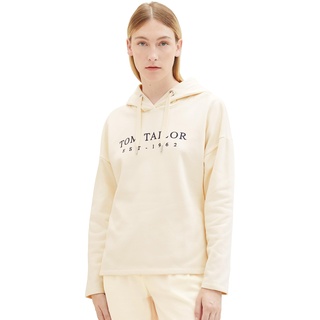 TOM TAILOR Damen 1039791 Hoodie mit Schriftzug, 28130-soft Buttercream, L