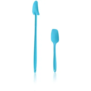 Kochblume Geizhals Set, Restelöffel, Flexlöffel S | Premium Premium-Silikon & BPA freimit Edelstahlkern | (türkis, 2er Set)