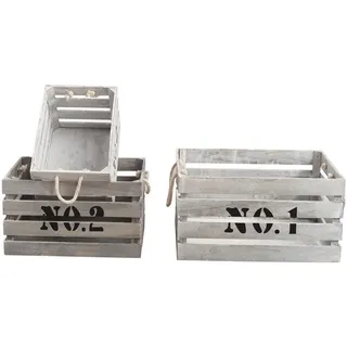 Mobili Rebecca Holzkisten Set, 3 pieces Weiß 30/41/22 cm , Holz , 30x22x41 cm , Dekoration, Dekofiguren & Skulpturen, Dekoobjekte