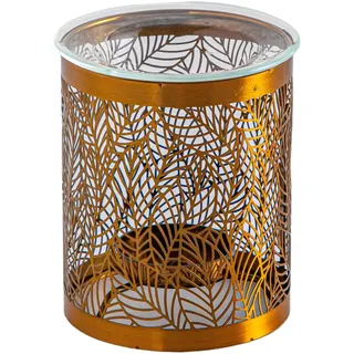 Eleganter Parfümbrenner aus Metall mit lasergeschnittenem Naturblattmuster – verzauberte Atmosphäre – raffiniertes Bastelobjekt – einfache Aromatherapie – H 10,5 cm – Zen’Arôme
