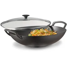 KÜ Spring WOK - Wok-Set, Gusseisen, mit Glasdeckel, 35 cm