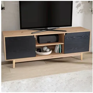 FineBuy Lowboard FineBuy TV Schrank 150 cm Fernsehkommode Fernsehschrank Eiche Schwarz