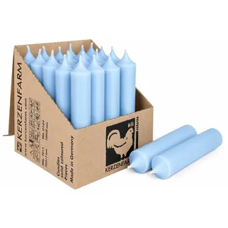 Kurze Stabkerzen Tafelkerzen durchgehend gefärbt Spitzkerzen für die Tisch-Deko zur Hochzeit Weihnachten & Party (10, Pastell-Blau)