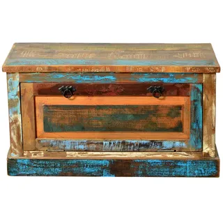 Schuhschrank Truhe 'Seaside' Massivholz, Metall Recycletes Holz Shabby Chic
