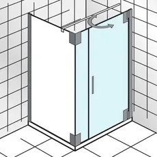 HSK K2P Drehtür und Nebenteil für Seitenwand, Größe: 120,0 x 200,0 cm, Türanschlag rechts, Duschkabinen: Chromoptik: ESG klar mit Edelglas