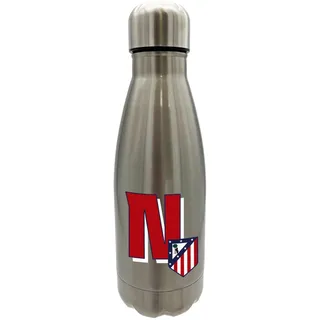 CyP Brands Atlético de Madrid – Wasserflasche aus Edelstahl, hermetisch versiegelt, mit Design des Buchstaben N in Rot, 550 ml, Metallic-Farbe, offizielles Produkt (CyP