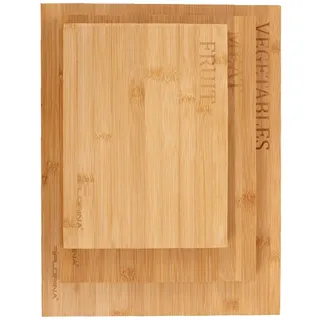 FLORINA 3-er Set Bambus-Schneidebretter DIEGO I Natürliche Bambus-Schneideblöcke I Küchenbrett antibakteriell I Universalschneidebretter zum Schneiden von Käse, Fleisch, Obst, Gemüse