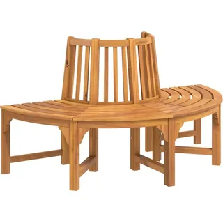 vidaXL Baumbank Halbrund Ø160 cm Massivholz Eukalyptus - Braun