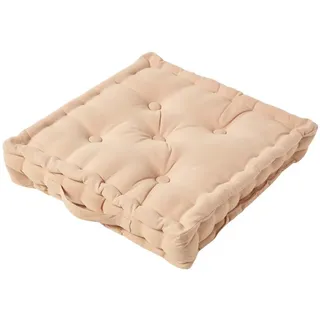 Homescapes Sitzkissen beige 50/50/10 cm – Bodenkissen unifarben , Beige , Textil , Füllung: Polyester , Quadratisch , 50x10x50 cm , Oeko-Tex® Standard 100 , Heimtextilien, Wohntextilien, Kissen
