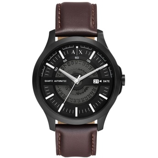 Giorgio Armani Armani Exchange Herrenuhr 3-Zeiger-Automatik-Quarzwerk Datum mindestens 50% recycelter Edelstahl schwarz, AX2446