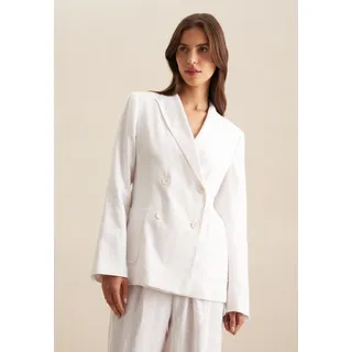 Jackenblazer SEIDENSTICKER "Schwarze Rose", Damen, Gr. 36, weiß, 100% Leinen, unifarben, Blazer Jackenblazer