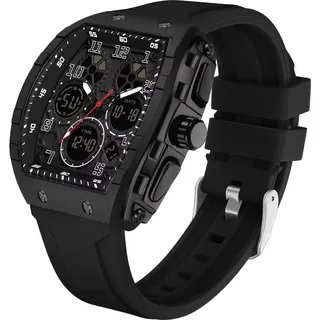 findtime Rechteckige Digitaluhr Herren Design, Weiß Schwarz Orange Rot, Herrenuhr Digital Armbanduhr Herren, Militär Uhr Tactical Military Watch, 5ATM