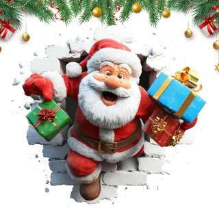 Kreativer Weihnachtsmann Wandaufkleber,Wandtattoo Weihnachten,Abziehbar Und Klebbar Entfernbar Cartoon Design Abziehbilder,Winter Wohnzimmer Aufkleber - Für Arbeitszimmer Schlafzimmer Wohnzimmer