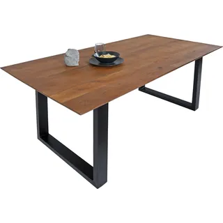Esstisch 180x90cm Akazie massiv nussbaumfarben schweizer Kante U-Gestell ATLANTA - Braun