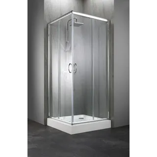 WELLTIME Summer Eckdusche mit Schiebetür rechts 80 x 190 cm grau Sicherheitsglas