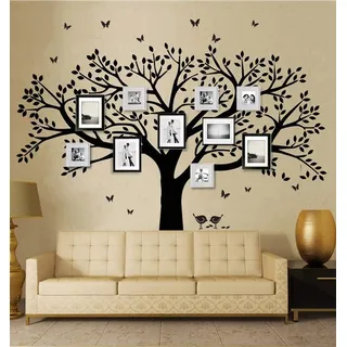 Bdecoll Wandtattoo "riesiger Familie Foto Baum" Wandsticker,DIY Dekorativ Kunst Wandaufkleber,Baum Wandaufkleber für Kinderzimmer Dekoration (Black)