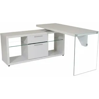 Jahnke Eckschreibtisch LUX Weiß / Glas