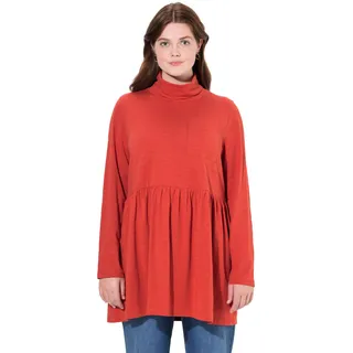 Ulla Popken Damen große Größen Übergrößen Plus Size Longshirt, Rollkragen, A-Linie, Langarm, Biobaumwolle