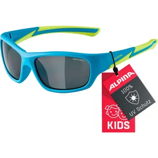 Alpina FLEXXY KIDS - Verspiegelte und Bruchsichere Sonnenbrille Mit 100% UV-Schutz Für Kinder, blue-matt-lime, One Size