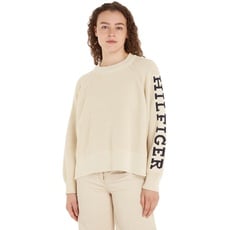 Tommy Hilfiger Damen Pullover Crew-Neck Sweater Strickpullover, Beige (Classic Beige), XL